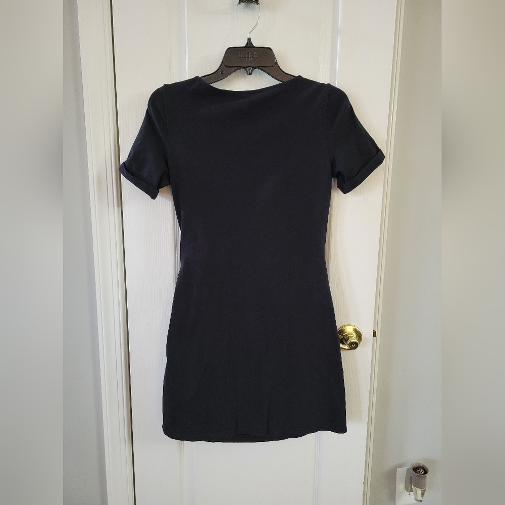 Sézane Pippa Short Dress in Black Organic Cotton Tie-Side Mini Size XS - Picture 4 of 10